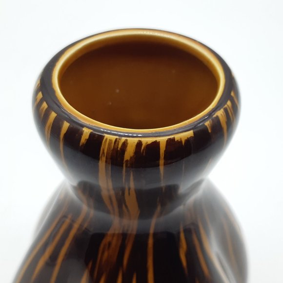 Sarreguemines Brown Vase Domino Pattern From France - Picture 9 of 11
